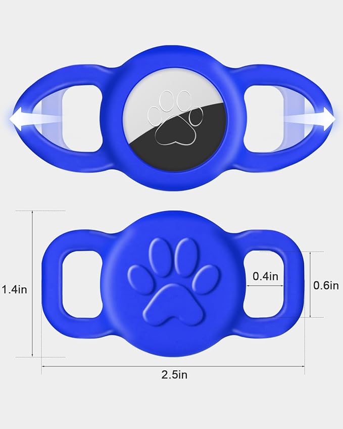 Dynmeow Dog Cat Collar Holder Compatible with Airtag, Anti-Lost Silcione Holder for 3/8 and 5/8 Inch Wide Collars, Navy-Blue, S(1 Pack)