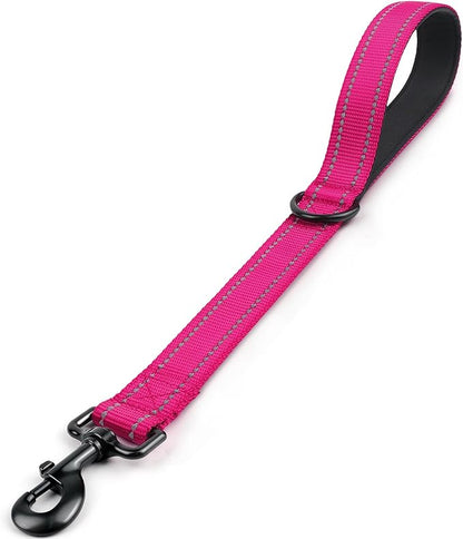 Joytale Strong Short Dog Leash 18 Inch, 1.2 Inch Wide, Heavy Duty, Padded Handle for Traffic Control, Reflective Leash for Medium and Large Dogs Walking Training,Hot Pink