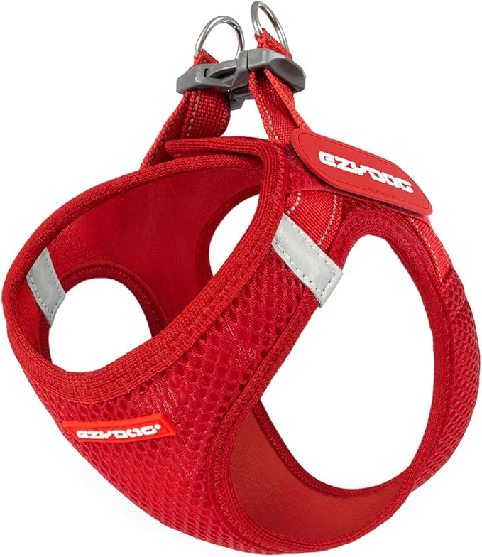 EzyDog FORMFIT Dog Harness for Small Sized Dog - All Weather Breathable Mesh Small Dog Harness with Reflective Trim, Easy Hook & Loop Closure, Sturdy Buckle, & D-Ring (Red, XL)