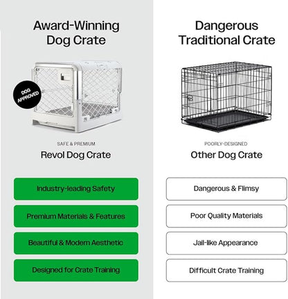 DIGGS Revol Collapsible Dog Crate with Wheels - Premium Portable Dog Crate - Safe, Stylish, and Convenient Indoor Kennel (Ash, Small)