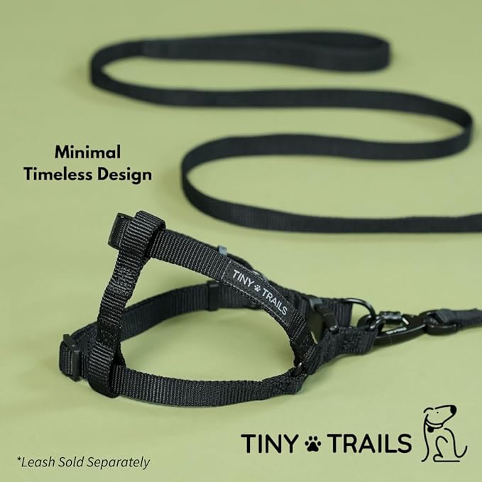 Step-in Dog Harness for Puppies and Small Breeds – Adjustable No-Pull Soft Vest, Secure, Lightweight & Comfortable Premium Nylon, Black (Small – 14"-20" Chest Girth)