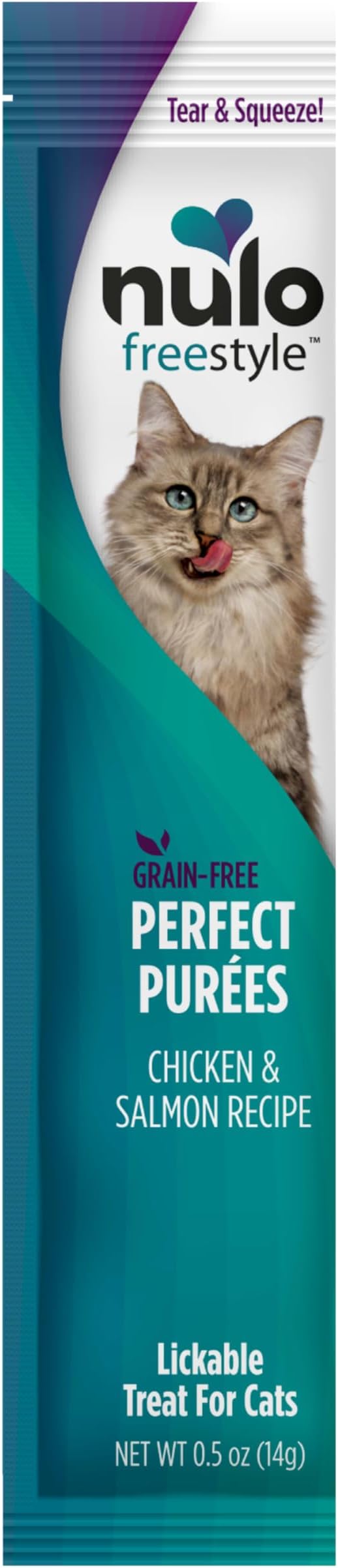 Nulo Freestyle Grain-Free Perfect Purees Premium Wet Cat Treats, Squeezable Meal Topper, High Moisture Content to Support Hydration, 0.5 Ounces in Each Lickable Pouch