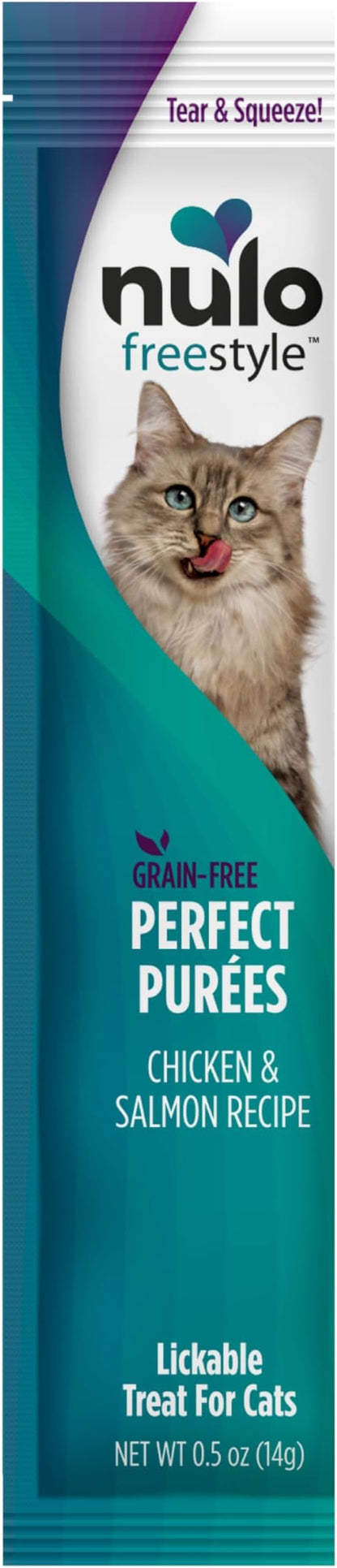 Nulo Freestyle Grain-Free Perfect Purees Premium Wet Cat Treats, Squeezable Meal Topper, High Moisture Content to Support Hydration, 0.5 Ounces in Each Lickable Pouch
