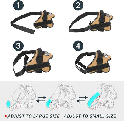 Bolux Dog Harness, No-Pull Reflective Dog Vest, Breathable Adjustable Pet Harness with Handle for Outdoor Walking - No More Pulling, Tugging or Choking (Army Yellow, L)