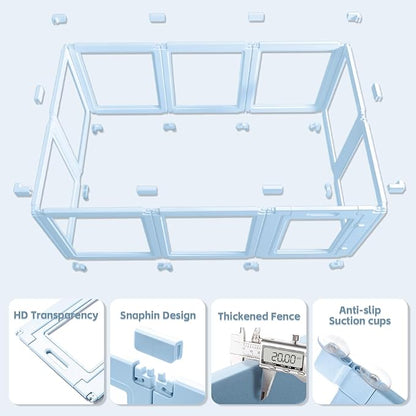 LoveTail DIY Clear Acrylic Dog Playpen House,Quick Easy Assembly and Disassembly,Strong Floor Suction,Indoor and Outdoor Use,Easy Cleansing Puppy Fence (Sky Blue, 23.6" H, 12PCS)