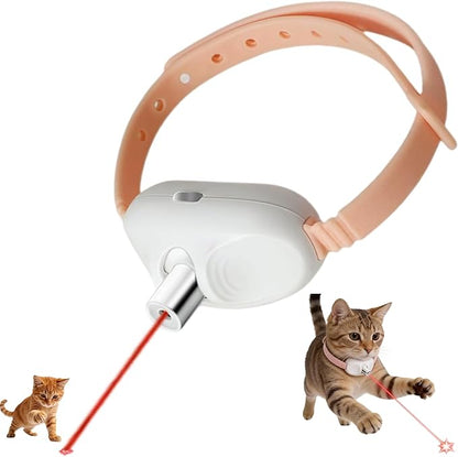 Walfront Cat Toys, Interactive Pink Light-Up Collar with Automatic Chasing, USB Rechargeable Adjustable Fit 9.1–13.4in, Indoor Play for Kittens & Adult Cats, Fun Exercise & Boredom Relief