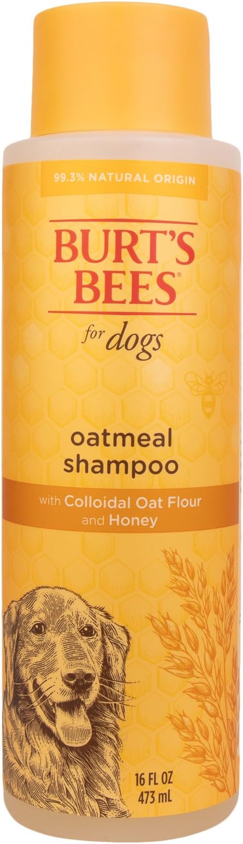 Burt's Bees for Pets Oatmeal Shampoo for Dogs with Colloidal Oat Flour and Honey - Skin Soothing Dog Oatmeal Shampoo, Moisturizing Dog Wash for Itchy Dry Skin, Essential Grooming Supplies, 16 Fl Oz