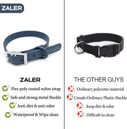 ZALER Waterproof Dog Collar, Adjustable Odor Proof Dog Collars Easy to Clean, Soft Comfortable Pet Collars for Large, Medium Small Dogs (XS, Navy Blue, 1pc)