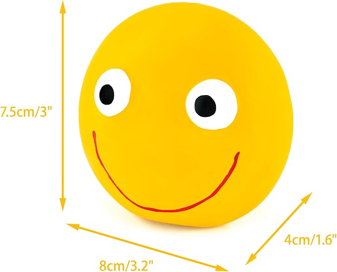 CHIWAVA 4 Pack 3.2'' Latex Squeaky Dog Toy Smiley Face Balls Interactive Fetch Play for Small Dogs