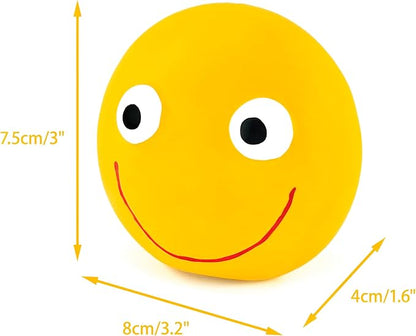 CHIWAVA 4 Pack 3.2'' Latex Squeaky Dog Toy Smiley Face Balls Interactive Fetch Play for Small Dogs