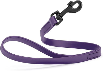 Dogline Biothane Waterproof Dog Leash Strong Coated Nylon Webbing with Black Hardware Odor-Proof Easy to Clean High Performance for Small or Large Dogs Made in USA 2 ft Lead, Violet Purple