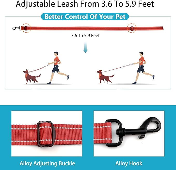 Reflective Dog Collar and Leash Set with Safety Locking Buckle Nylon Pet Collars Adjustable for Small Medium Large Dogs 3 Sizes(Red&S)