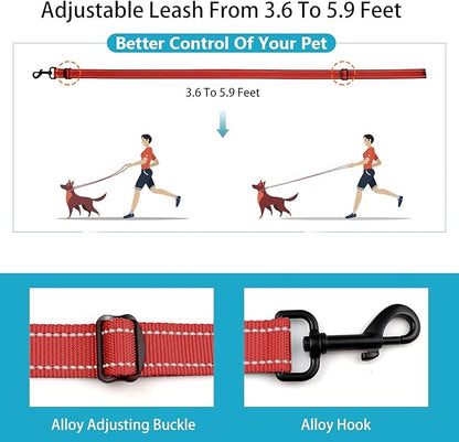 Reflective Dog Collar and Leash Set with Safety Locking Buckle Nylon Pet Collars Adjustable for Small Medium Large Dogs 3 Sizes(Red&M)