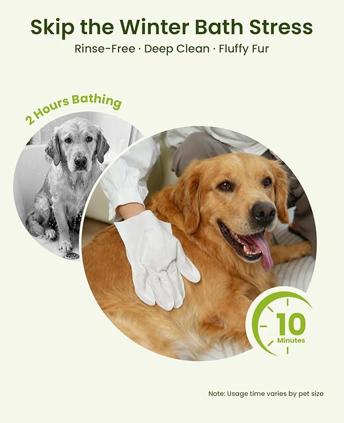 12PCS Hypoallergenic Pet Glove Wipes for Dogs & Cats - Quick Clean & Deodorizing Between Baths & Travel | Dog Washing Wipes for Fur, Butt, Paws, Eyes & Ears |Cat Cleaning Gloves for Grooming & Bathing