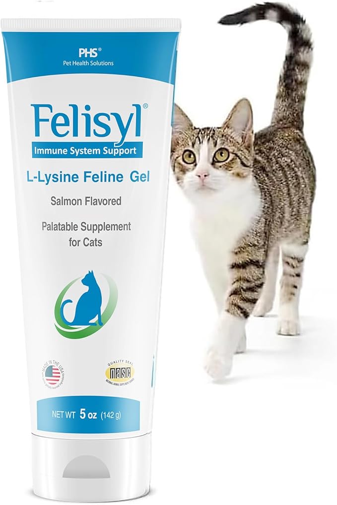 Felisyl L-Lysine Gel for Cats & Kittens (5oz) – Immune System, Respiratory & Eye Health Support. Reduces Sneezing, Runny Nose & Watery Eyes. Daily Salmon-Flavor Supplement – Made in USA
