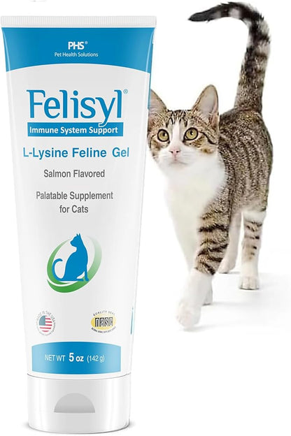 Felisyl L-Lysine Gel for Cats & Kittens (5oz) – Immune System, Respiratory & Eye Health Support. Reduces Sneezing, Runny Nose & Watery Eyes. Daily Salmon-Flavor Supplement – Made in USA