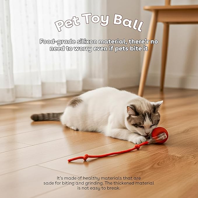 NatureTails Interactive Cat Toys for Indoor Cats,The 3rd Generation Agile Moving Cat Ball with Elastic Mesh Tail,Automatic Kitten Toys for Bored Indoor Adult Cats,Motion Activated (Red)