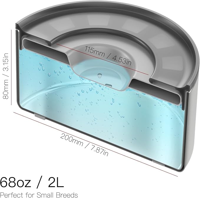 Feedoo 2L No Spill Water Bowl for Dogs, Double-Wall Stainless Steel with Splash-Proof Paws Lid and Floating Disk, Non-Slip Base, Easy to Clean Slow Water Feeder for Small Medium Dogs