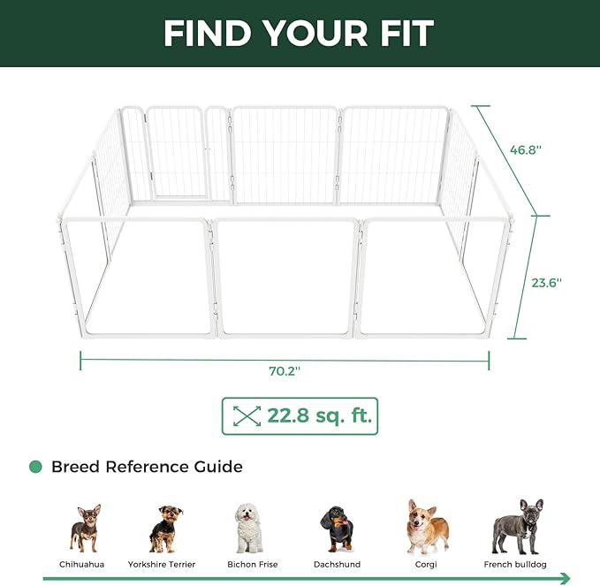 FXW Acrylic & Wire Mesh Indoor Dog Playpen, Heavy Duty 24 Inch 10 Panels Metal Dog Pen for Puppy and Small Dogs, White│Patented
