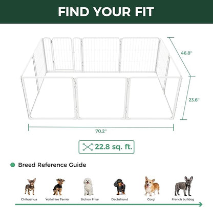 FXW Acrylic & Wire Mesh Indoor Dog Playpen, Heavy Duty 24 Inch 10 Panels Metal Dog Pen for Puppy and Small Dogs, White│Patented