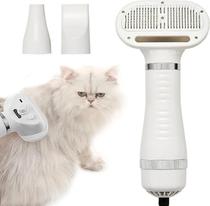 3-in-1 Pet Hair Dryer Brush for Dogs & Cats – Portable Blower & Slicker Brush, Adjustable Temperature, Overheat Protection
