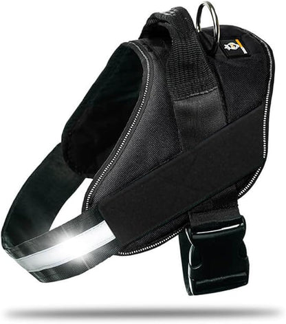 DOGGYKINGDOM Non Pull Dog Harness with Patch Panels and Handle, Adjustable, Reflective, No Choke, Heavy Duty Easy On Service Dog Vest Harnesses for Medium Large Small Sized Dogs - Black, 2XL