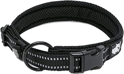 Truelove Dog Collar Reflective Premium Duraflex Buckle,High Grade Nylon Webbing No Choke Basic Collars TLC5011(Black,2XL)