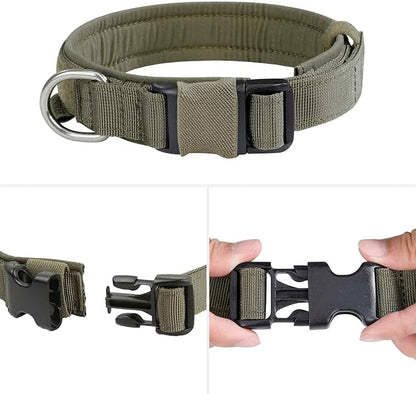 EXCELLENT ELITE SPANKER Tactical Small Puppy Dog Collar Nylon Adjustable Heavy Duty Military for Small Medium and Large Dogs Pet Soft Padded Dog Collar(RGN-S)