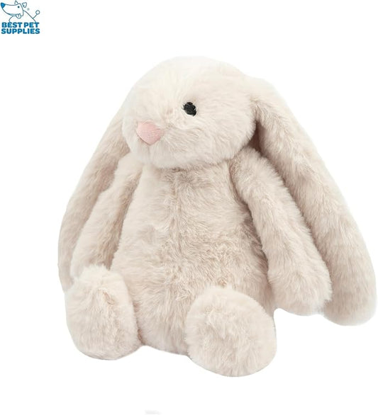 Best Pet Supplies Interactive Squeaky Dog Chew Toy, Ideal Dog Toys for Chewers, Small, Medium & Large Dogs, and Fetch Lovers - Bunny (Beige, Gray), Large