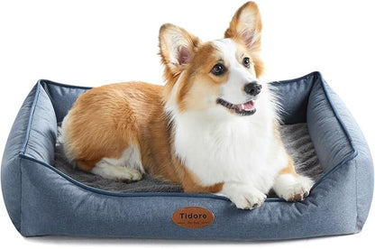 Tidore Orthopedic Dog Beds for Medium Dogs, Durable Egg Crate Foam Sofa Dog Bed wit Washable Removable Cover,Waterproof Lining,Pet Bed for Large Dogs (Denim Blue, 31.5" L x 25.2" W x 7" Th)