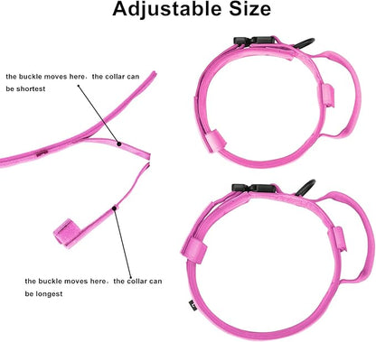 DAGANXI Tactical Dog Collar, Adjustable Military Training Nylon Dog Collar with Control Handle and Heavy Metal Buckle for Medium and Large Dogs, with Patches and Airtags Case (L, Pink)