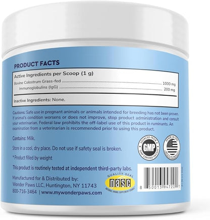 WONDER PAWS Premium Grass Fed Colostrum for Dogs – Pure Bovine Colostrum for Dogs – Immune, Allergy, Skin & Itch Relief – All Ages, Sizes & Breeds – 3.20oz