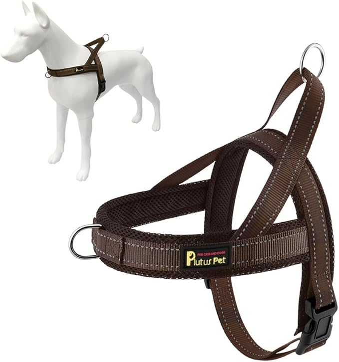 Plutus Pet No Pull Dog Harness with Breathable Mesh Padded, Adjustable Reflective Escape Proof Dog Harness, Quick Fit Dog Vest Harness for Small Medium Large Dogs(XXS, Chocolate)
