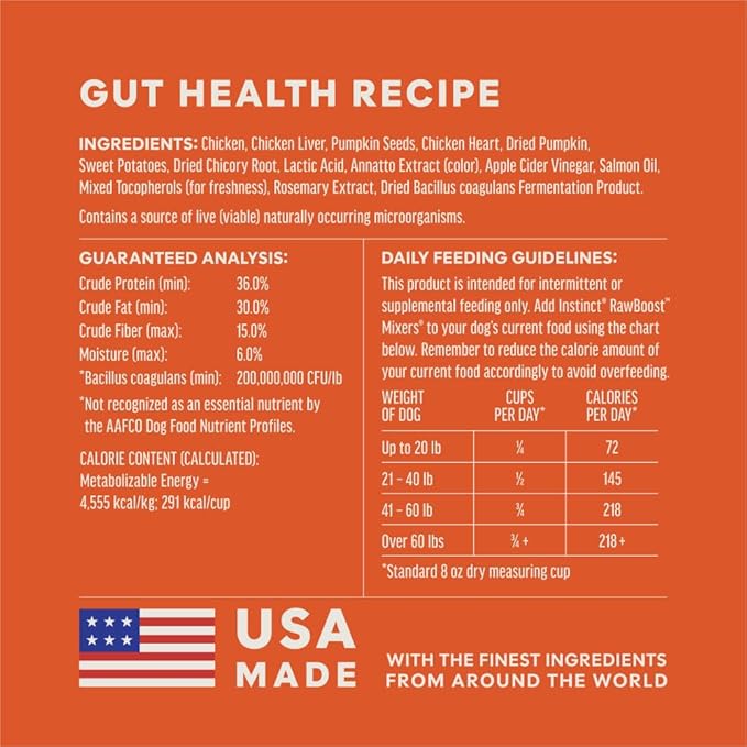 Instinct Raw Boost Mixers Freeze Dried Dog Food Toppers For Dry Food, Grain Free Dog Food Toppers with Chicken For Dogs - Gut Health, 12.5 oz
