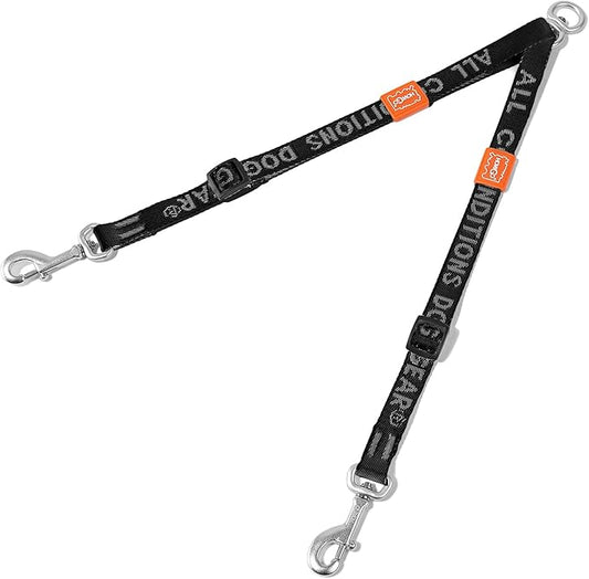 HOWGO Double Dog Leash, No Tangle 360° Swivel, Adjustable Two Padded Handles, Double Clip Dog Leash Coupler Splitter for 0~50 lbs Small and Medium Breeds (Black, 2/3'' x 0.9 FT, Ultralight)