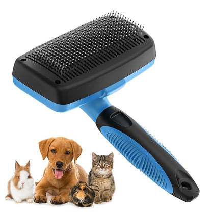 Self-Cleaning Pet Grooming Brush – Deshedding Tool - Removes Loose Fur- Easy One-Click Fur Removal - Hair Brush - Pet Hair Removal Tool - Cat brush - Dog brush for Shedding - Dog hair remover - Large