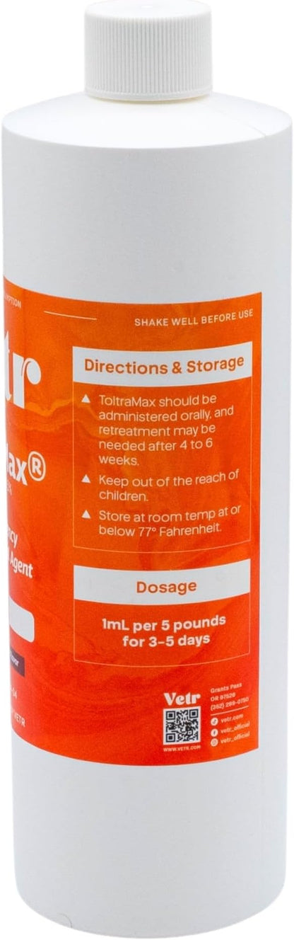 ToltraMax Toltrazuril 5.0% for Horses, Dogs, Cats, 500mL/16.9 Ounce, for Non-Food Chain Animals, Peanut Butter