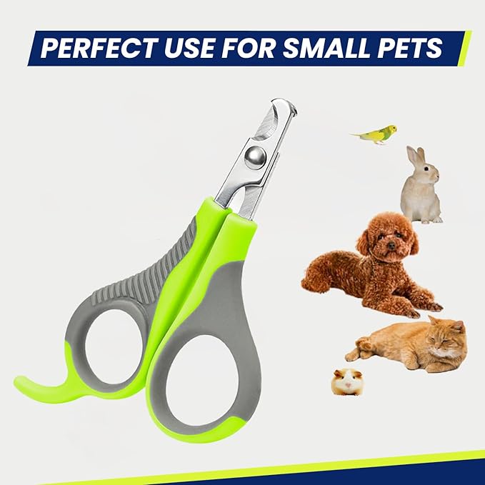 WePet Pet Nail Clippers U07.2, Professional Claw Trimmer, Scissor for Cats, Puppies, Kittens, Hamsters, Rabbits and Small Animals, Sharp, Safe, Small, Green/Grey