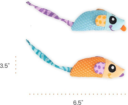 Catstages Catnip Chew Mice 2 Pack– Interactive Dental Cat Chew Toy that Helps Clean Teeth, Mouse, Multicolored