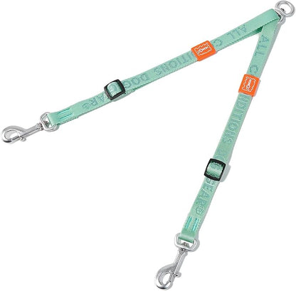 HOWGO Double Dog Leash, No Tangle 360° Swivel, Adjustable Two Padded Handles, Double Clip Dog Leash Coupler Splitter for 0~50 lbs Small and Medium Breeds (Mint Green, 2/3'' x 0.9 FT, Ultralight)