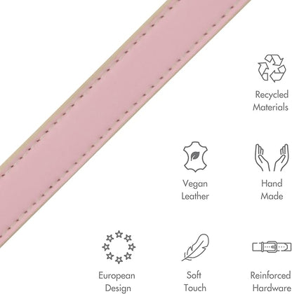NINA WOOF Leather Dog Leash - Slim Leash with Reinforced Hardware, European Design, Pink, 4ft