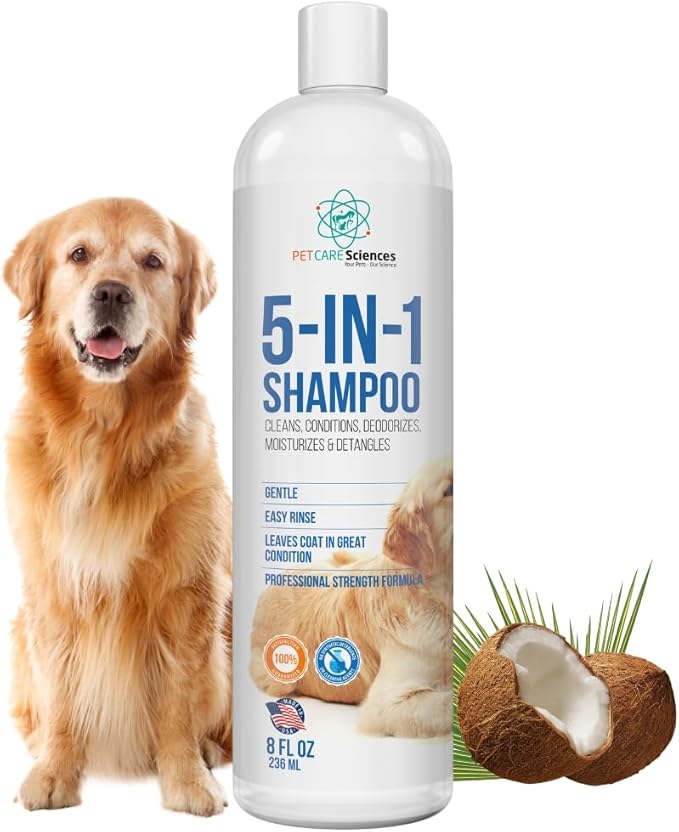 8 floz 5 in 1 Dog Shampoo for Itchy Skin - Sensitive Skin Dog Shampoo for Smelly Dogs - Dog Shampoos & Conditioners - Made in The USA