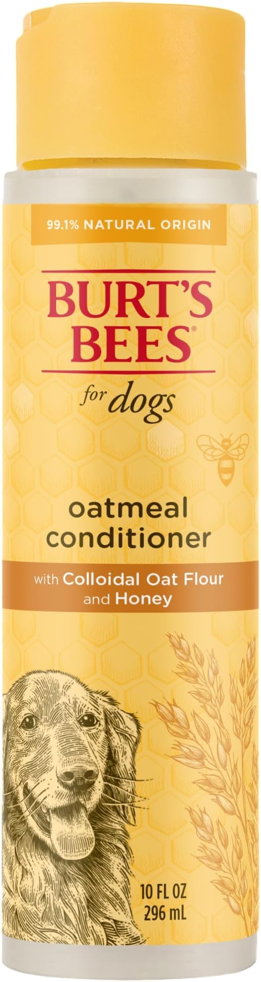 Burt's Bees for Pets Oatmeal Dog Conditioner with Colloidal Oat Flour and Honey, 95% Natural Origin Formulas, Gentle Canine Conditioning Formula for Itchy Dogs, 2pk , 10 oz