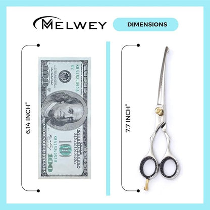 Left-Handed Pet Grooming Scissors Set Pro-Grade Curved Shears for Dogs Cats - Precision Crafted Sharp Blades Comfort Grip - Ideal for Cutting Curving Thinning (LH Round Tip Curved)