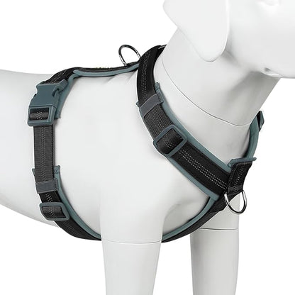 Plutus Pet No Pull Dog Harness, Adjustable Nylon Harness with Soft Padding, Reflective and Heavy Duty Dog Harness for Small, Medium, Large Dogs(Black, S)