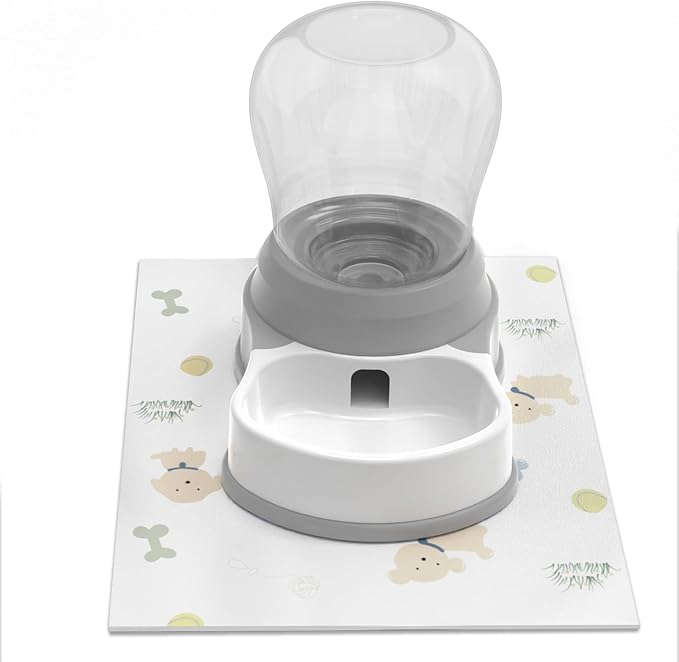 STALTWO 1 Gallon Automatic Dog Water Bowl Dispenser - Staltwo Premium Pet Water Dispenser with Non-Slip Mat,Large Capacity Water Feeder for Cats and Dogs, BPA-Free,1 Gallon Grey