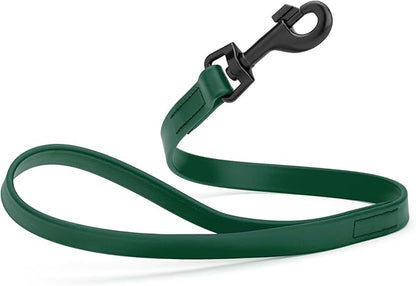 Dogline Biothane Waterproof Dog Leash Strong Coated Nylon Webbing with Black Hardware Odor-Proof Easy to Clean High Performance for Small or Large Dogs Made in USA 2 ft Lead, Hunter Green