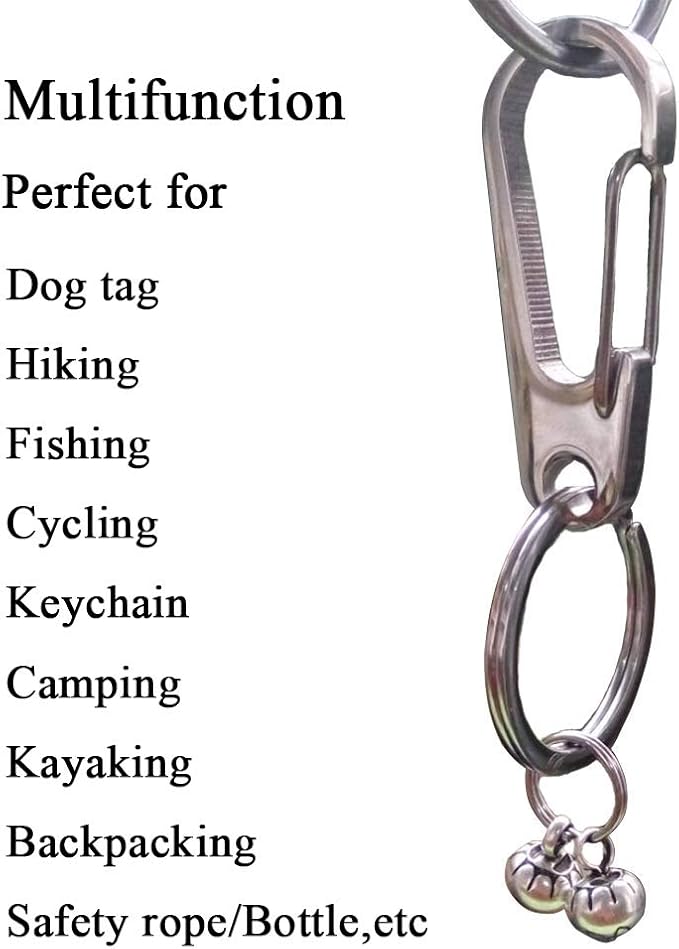 Dog Tag Clips / 2 Pack/Multiple Size 304 Stainless Steel Quick Clip with Rings/Easy Change Dog Cat ID Tag Holder for Small pet Collars and Harnesses.(2 Large Silver)