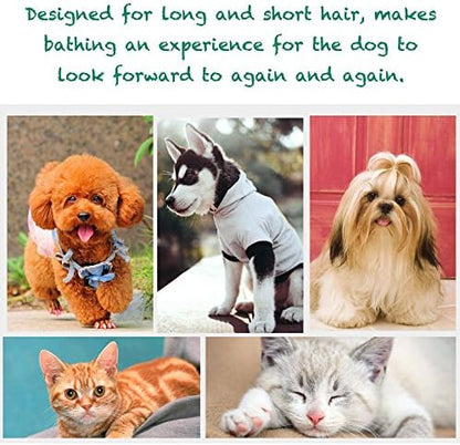Dog Cat Pet Grooming Brush - Silicone Massage Brush for Deshedding and Bathing, Anti-Slip Rubber Shampoo Brush for Long & Short Hair Dogs and Cats (Orange)