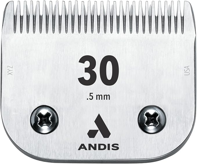 Andis 64075 Ultra Edge Dog Clipper Blade - Constructed Of Carbonized Steel, Exclusive Hardening Process With Long-Lasting Sharp Edges, 1/50-Inch Cut Length - For Larger Animals, Size-30, Chrome